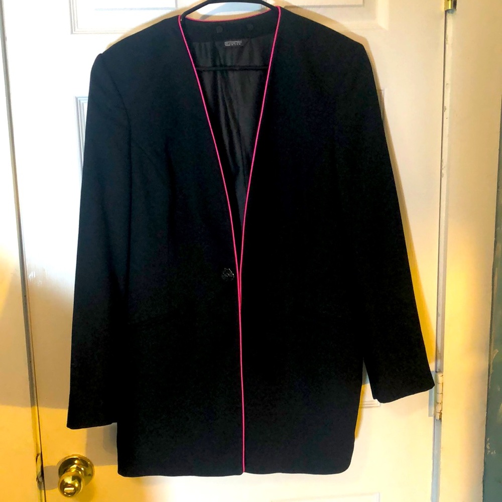 Business jacket, black with hot pink accents